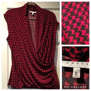 Chaus New York Deep Houndstooth blouse Size XL